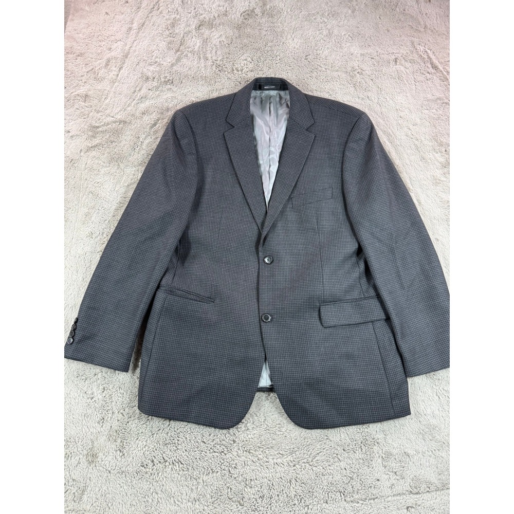 HUGO BOSS Men's Charcoal Micro Check‎ Two Button Blazer Sport Coat Size 44R Wool - Picture 9 of 14